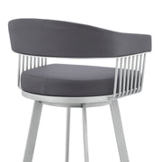 Chelsea 25" Swivel Counter Stool with Silver Metal Finish and Slate Gray Faux Leather - Furniture City (CA)l