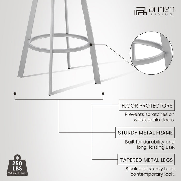 Chelsea 29" Swivel Bar Stool with Silver Finish and Slate Gray Faux Leather