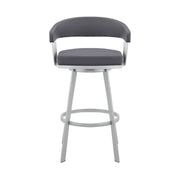 Chelsea 29" Swivel Bar Stool with Silver Finish and Slate Gray Faux Leather - Furniture City (CA)l