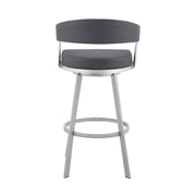Chelsea 29" Swivel Bar Stool with Silver Finish and Slate Gray Faux Leather - Furniture City (CA)l