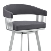 Chelsea 29" Swivel Bar Stool with Silver Finish and Slate Gray Faux Leather - Furniture City (CA)l