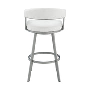 Chelsea 25" Swivel Counter Stool with Silver Metal Finish and White Faux Leather - Furniture City (CA)l