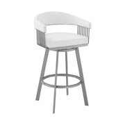 Chelsea 29" Swivel Bar Stool with Silver Metal Finish and White Faux Leather - Furniture City (CA)l