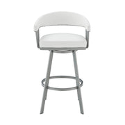Chelsea 29" Swivel Bar Stool with Silver Metal Finish and White Faux Leather - Furniture City (CA)l