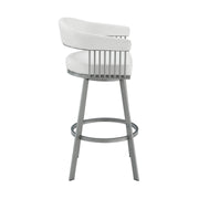 Chelsea 29" Swivel Bar Stool with Silver Metal Finish and White Faux Leather - Furniture City (CA)l