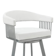 Chelsea 29" Swivel Bar Stool with Silver Metal Finish and White Faux Leather - Furniture City (CA)l