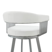 Chelsea 29" Swivel Bar Stool with Silver Metal Finish and White Faux Leather - Furniture City (CA)l