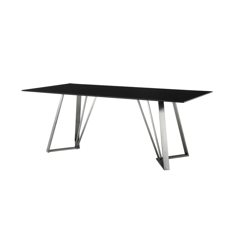 Cressida Glass and Stainless Steel Rectangular Dining Room Table - Furniture City (CA)l