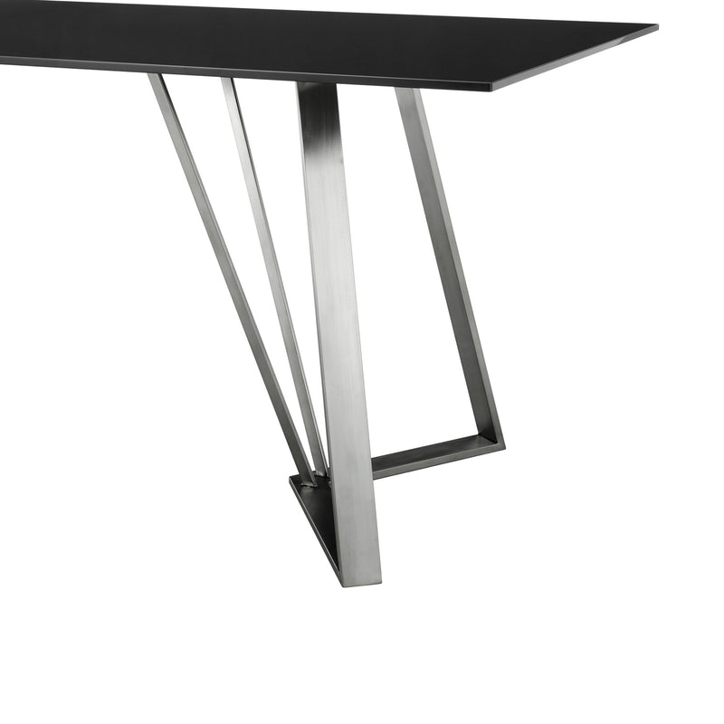 Cressida Glass and Stainless Steel Rectangular Dining Room Table - Furniture City (CA)l