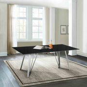 Cressida Glass and Stainless Steel Rectangular Dining Room Table - Furniture City (CA)l