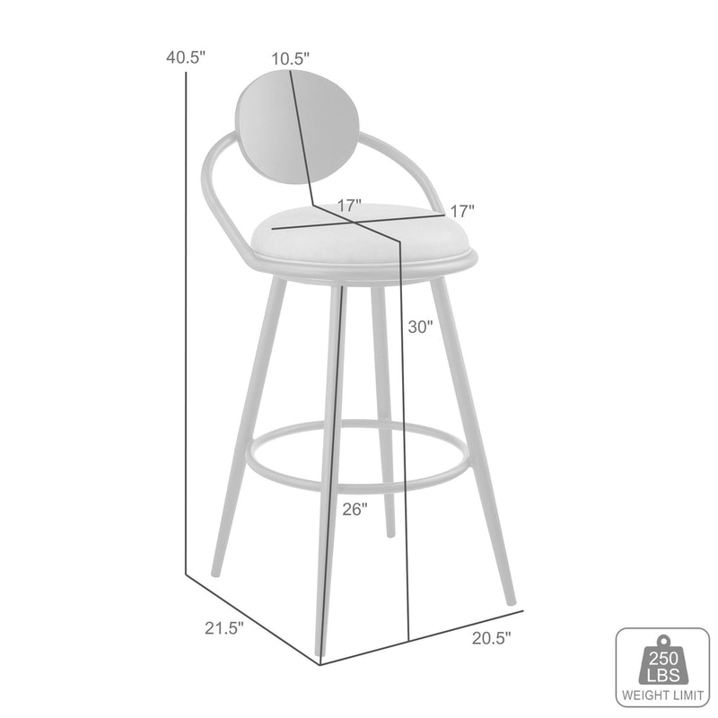 Carnation 30" Swivel Bar Stool in Black Iron with Vintage Black Faux Leather and Black Wood Back - Furniture City (CA)l