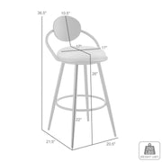 Carnation 26" Swivel Counter Stool in Black Iron with Vintage Gray Faux Leather and Black Wood Back - Furniture City (CA)l