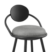 Carnation 30" Swivel Bar Stool in Black Iron with Vintage Gray Faux Leather and Black Wood Back - Furniture City (CA)l