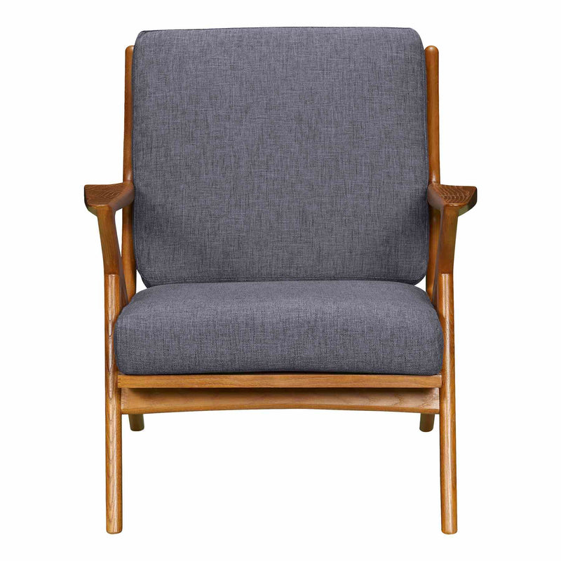 Celtic Mid-Century Accent Chair in Champagne Ash Wood Finish and Dark Gray Fabric - Furniture City (CA)l