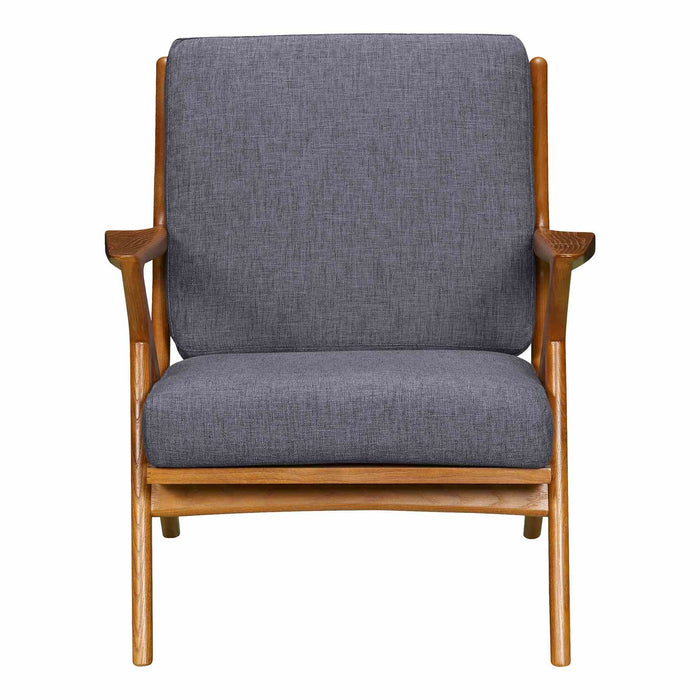 Celtic Mid-Century Accent Chair in Champagne Ash Wood Finish and Dark Gray Fabric