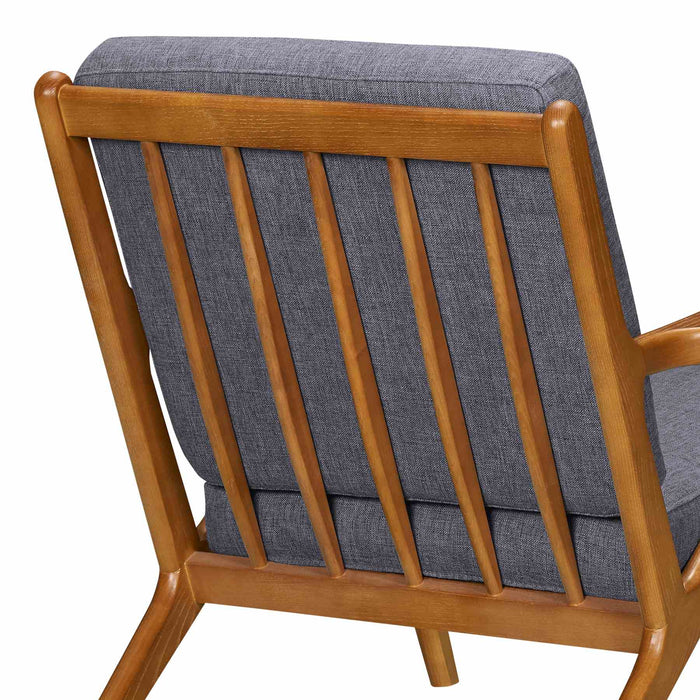 Celtic Mid-Century Accent Chair in Champagne Ash Wood Finish and Dark Gray Fabric