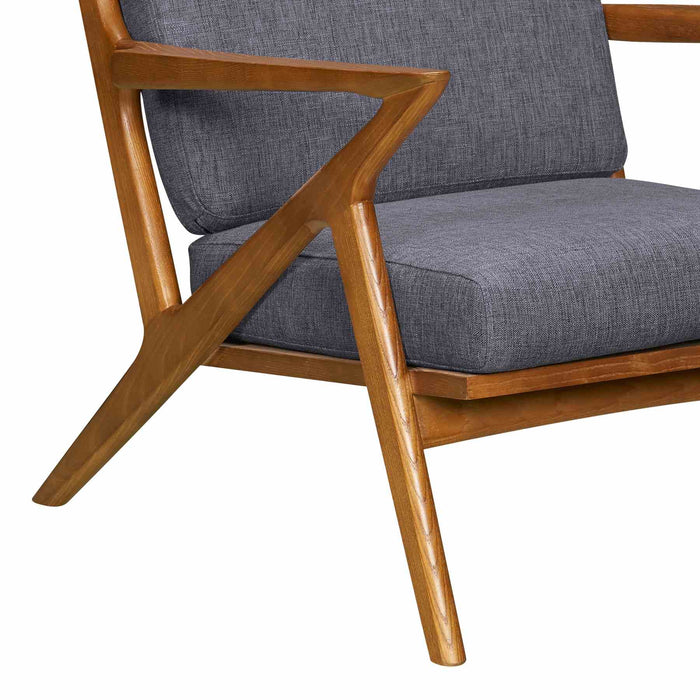 Celtic Mid-Century Accent Chair in Champagne Ash Wood Finish and Dark Gray Fabric