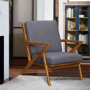 Celtic Mid-Century Accent Chair in Champagne Ash Wood Finish and Dark Gray Fabric - Furniture City (CA)l