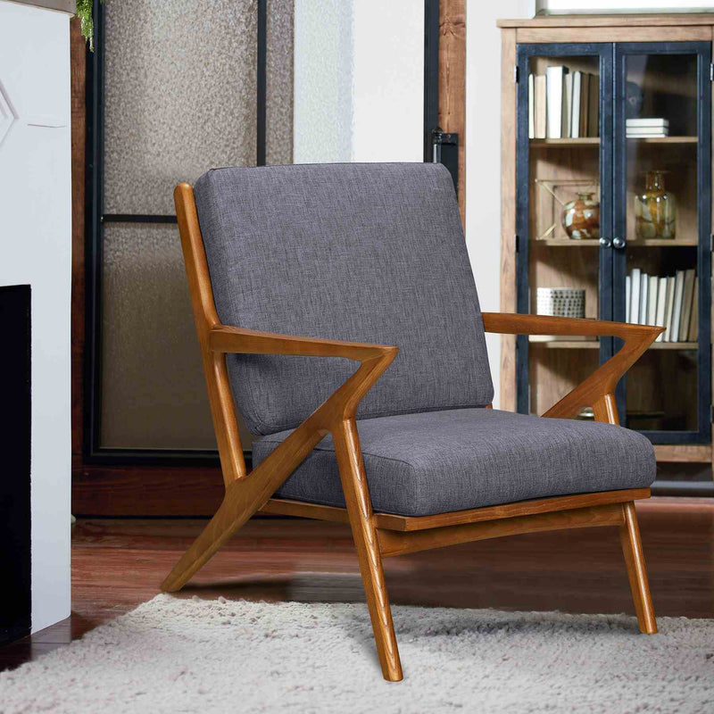 Celtic Mid-Century Accent Chair in Champagne Ash Wood Finish and Dark Gray Fabric - Furniture City (CA)l