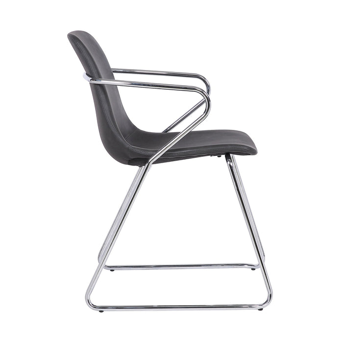 Colton Contemporary Dining Chair in Chrome Finish and Gray Faux Leather - Set of 2