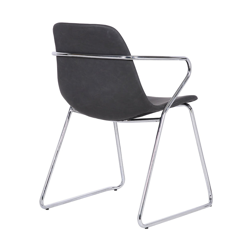 Colton Contemporary Dining Chair in Chrome Finish and Gray Faux Leather - Set of 2 - Furniture City (CA)l