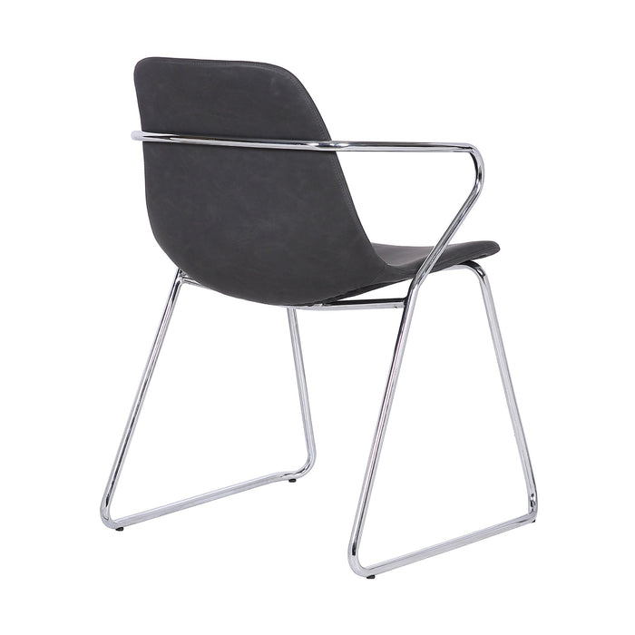 Colton Contemporary Dining Chair in Chrome Finish and Gray Faux Leather - Set of 2