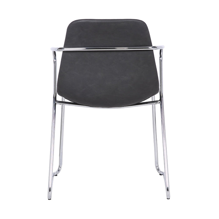 Colton Contemporary Dining Chair in Chrome Finish and Gray Faux Leather - Set of 2