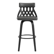 Crux 26" Swivel Counter Stool in Gray Faux Leather and Black Wood - Furniture City (CA)l