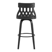 Crux 26" Swivel Counter Stool in Gray Faux Leather and Black Wood - Furniture City (CA)l