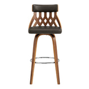 Crux 26" Swivel Counter Stool in Brown Faux Leather and Walnut Wood - Furniture City (CA)l