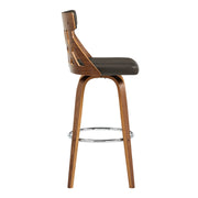 Crux 26" Swivel Counter Stool in Brown Faux Leather and Walnut Wood - Furniture City (CA)l
