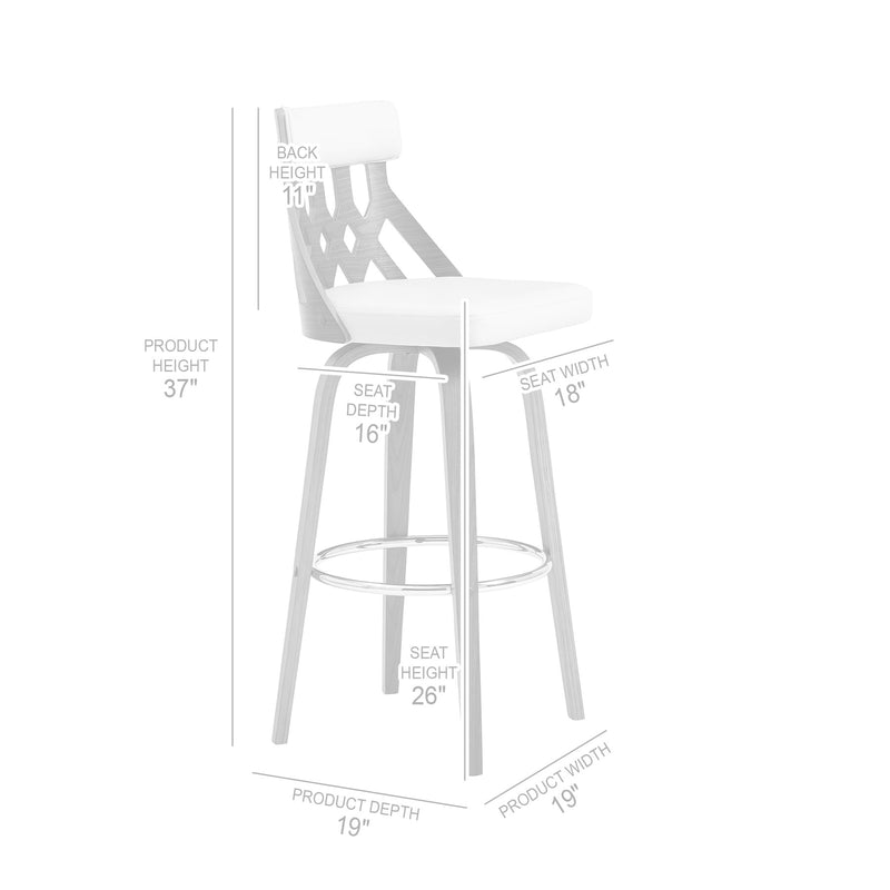 Crux 26" Swivel Counter Stool in Brown Faux Leather and Walnut Wood - Furniture City (CA)l