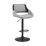 Colby Adjustable Gray Faux Leather and Black Finish Bar Stool - Furniture City (CA)l