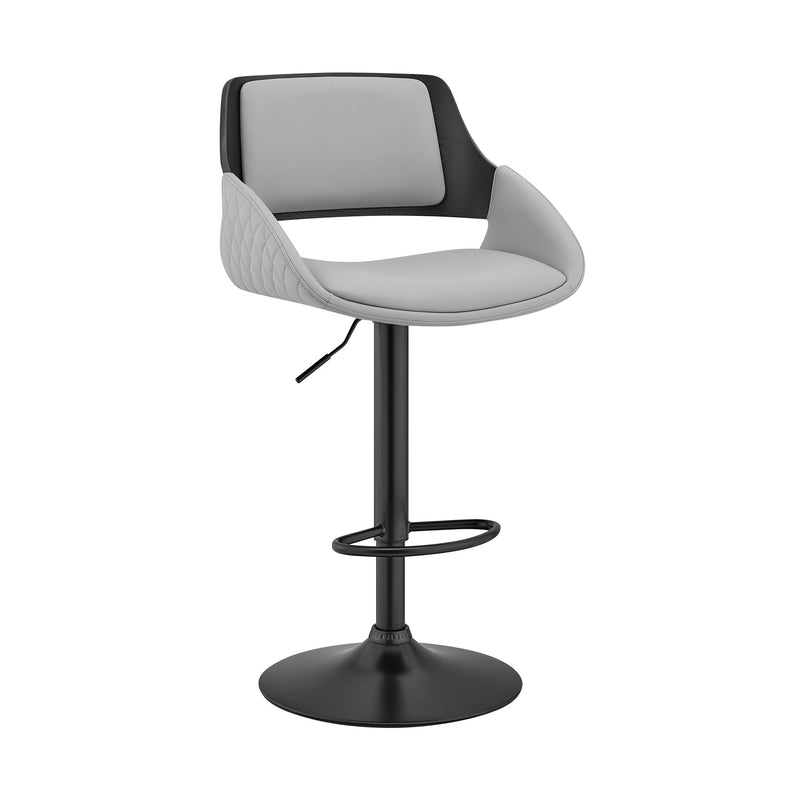 Colby Adjustable Gray Faux Leather and Black Finish Bar Stool - Furniture City (CA)l