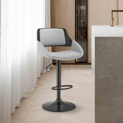 Colby Adjustable Gray Faux Leather and Black Finish Bar Stool - Furniture City (CA)l