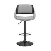 Colby Adjustable Gray Faux Leather and Black Finish Bar Stool - Furniture City (CA)l