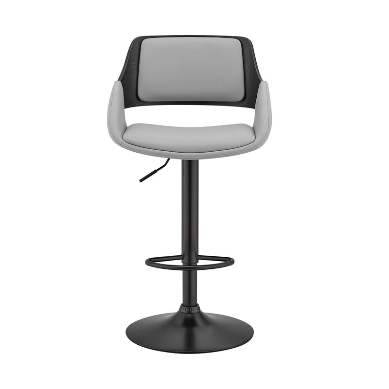 Colby Adjustable Gray Faux Leather and Black Finish Bar Stool - Furniture City (CA)l