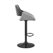 Colby Adjustable Gray Faux Leather and Black Finish Bar Stool - Furniture City (CA)l