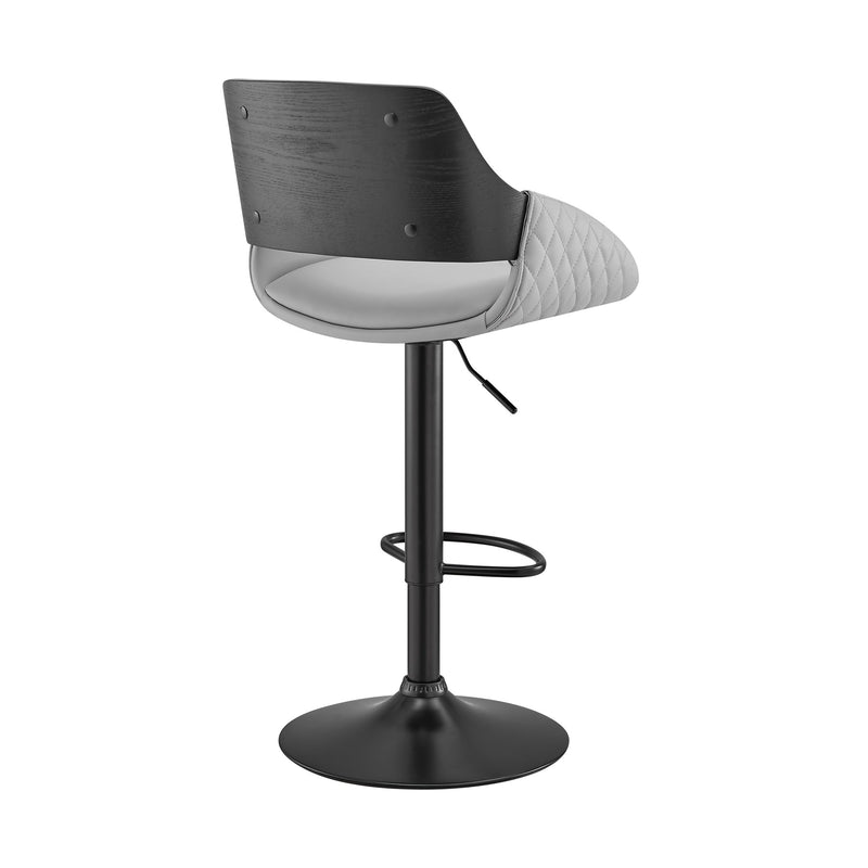 Colby Adjustable Gray Faux Leather and Black Finish Bar Stool - Furniture City (CA)l