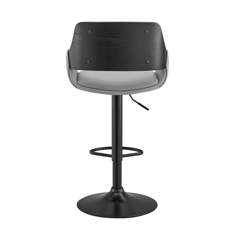 Colby Adjustable Gray Faux Leather and Black Finish Bar Stool - Furniture City (CA)l