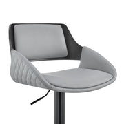 Colby Adjustable Gray Faux Leather and Black Finish Bar Stool - Furniture City (CA)l