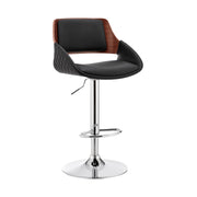 Colby Adjustable Black Faux Leather and Chrome Finish Bar Stool - Furniture City (CA)l