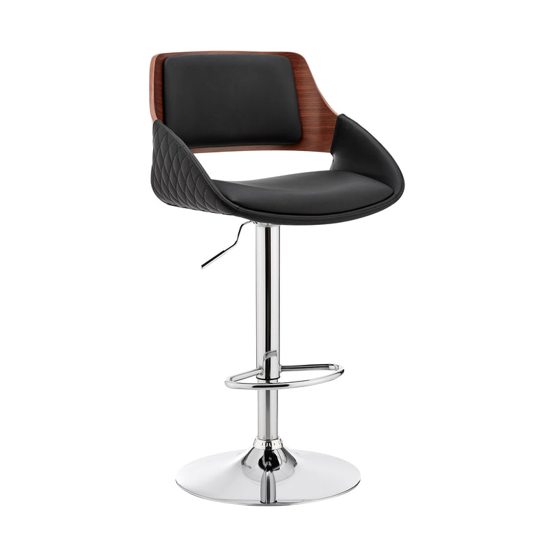 Colby Adjustable Black Faux Leather and Chrome Finish Bar Stool - Furniture City (CA)l
