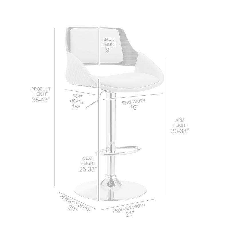 Colby Adjustable Black Faux Leather and Chrome Finish Bar Stool - Furniture City (CA)l