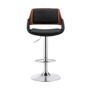 Colby Adjustable Black Faux Leather and Chrome Finish Bar Stool - Furniture City (CA)l