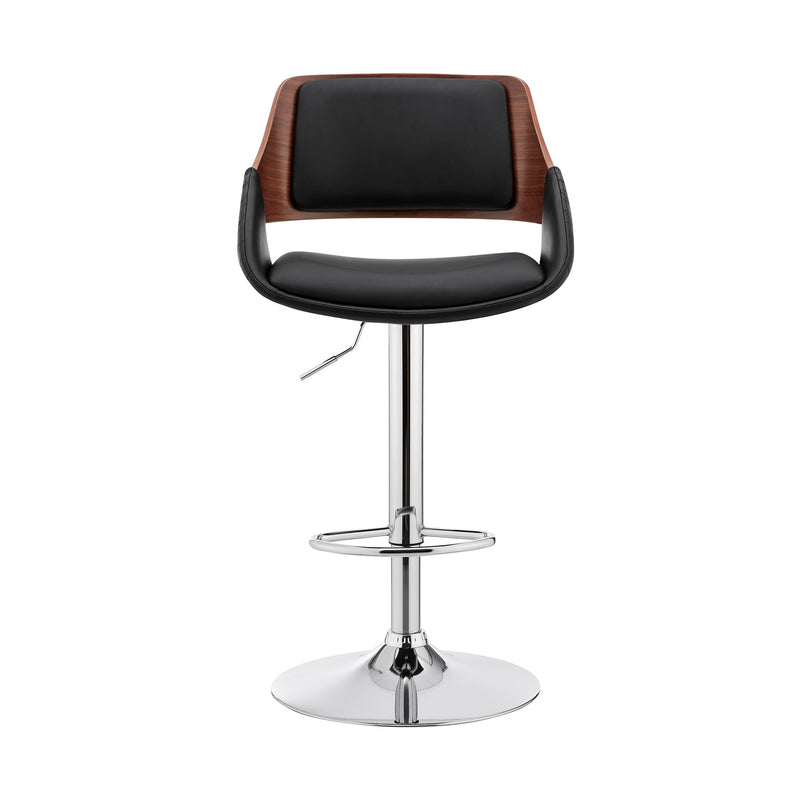 Colby Adjustable Black Faux Leather and Chrome Finish Bar Stool - Furniture City (CA)l