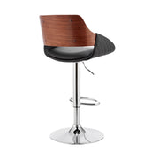 Colby Adjustable Black Faux Leather and Chrome Finish Bar Stool - Furniture City (CA)l