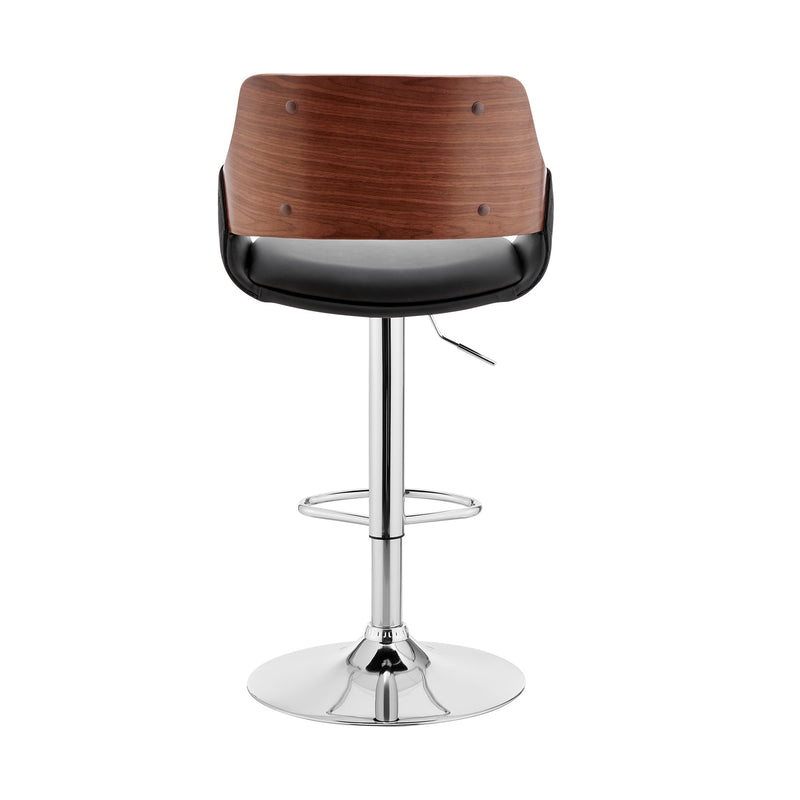 Colby Adjustable Black Faux Leather and Chrome Finish Bar Stool - Furniture City (CA)l