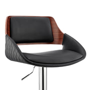 Colby Adjustable Black Faux Leather and Chrome Finish Bar Stool - Furniture City (CA)l