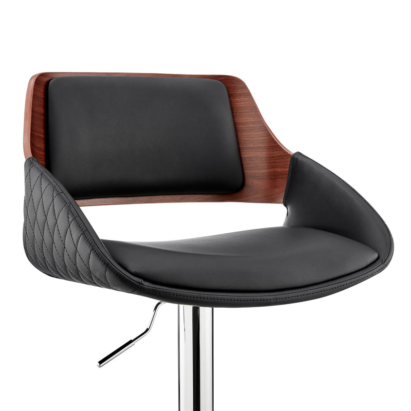 Colby Adjustable Black Faux Leather and Chrome Finish Bar Stool - Furniture City (CA)l